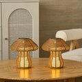 Portable Rattan Table Lamp for Indoor Outdoor, CE,RoHS Certified Solar Charging & Replaceable Battery LED Light, Ratten Bedroom Lamp with Warm Candle Bulb for Patio Bedroom, Pack of 2 - style: Pack of 2