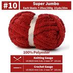 10 Pack Jumbo Chenille Yarn for Crocheting, #10 Super Bulky Baby Soft Yarn for Hand Knitting, 220 yds /70.5 oz Fluffy Chunky Knit Throw Blanket Yarn (Burgundy) - color: Burgundy