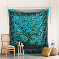 Popular Handicrafts Tapestry Wall Hanging Tree of Life Hippie Mandala Bohemian Hippy Kaleidoscopic Intricate Floral Design Indian Tapestries Bedspread 84x90 Inches,(215cm x 230cm) Turquoise - color: Turquoise, size: 90"L x 84"W