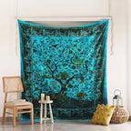 Popular Handicrafts Tapestry Wall Hanging Tree of Life Hippie Mandala Bohemian Hippy Kaleidoscopic Intricate Floral Design Indian Tapestries Bedspread 84x90 Inches,(215cm x 230cm) Turquoise - color: Turquoise, size: 90"L x 84"W