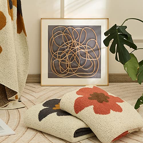 Floral Throw Blanket Big Flower Pattern Soft Cozy Warm Fuzzy Fluffy Microfiber Feather for Couch Bed Sofa Baby Pets Home Decor All Season (Chen Red, 47''x59'') - color: Chen Red