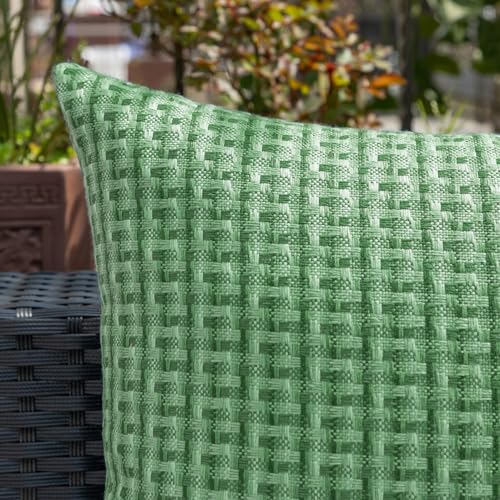 Kevin Textile Spring Outdoor Waterproof Throw Pillow Covers Pack of 2 Farmhouse Decorative Cushion Covers for Garden Patio Tent Balcony Bench Couch Sofa 16x16 Inch, Sage Green - color: Sage Green, size: 16" x 16" (Pack of 2)