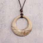 Leather Necklace for Women Long Boho Pendant Hippie Choker Necklace Bohemian Layered Leather Rope Wooden Jewelry Gifts - style: Large Pendant Necklace