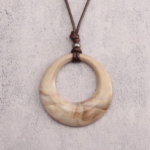 Leather Necklace for Women Long Boho Pendant Hippie Choker Necklace Bohemian Layered Leather Rope Wooden Jewelry Gifts - style: Large Pendant Necklace