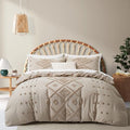 Oli Anderson Tufted Duvet Cover King Size, Soft and Lightweight Duvet Covers Set for All Seasons, 3 Pieces Boho Embroidery Shabby Chic Bedding Set (Khaki, King, 104"x90") - color: Khaki, size: King(104"×90")
