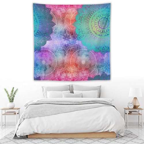 HZOHNAGO Mandala Tapestry Abstract Colored Geometry Pattern Printed Wall Tapestry Watercolor Abstract Wall Hanging for Bedroom Living Room Dorm 60" W x 60" H - color: Style-6, size: 60"L x 60"W