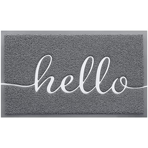 Door Mat (30"x17.5",Grey), Welcome Mat Low Profile Front Doormat Non Slip Rugs for Entryway, Patio, High Traffic Areas - color: Grey, size: 1'6" x 2'6" (Rectangular)