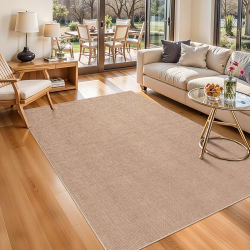 4x6 Jute Area Rug Washable: Non-Slip Indoor Floor Mat - Carpet for Living Room Entryway Kitchen Dining Room - Thin Low Pile Rugs Braided Woven Durable Farmhouse Decor (Beige,4x6) - color: Beige, size: 4' x 6' (Rectangular)