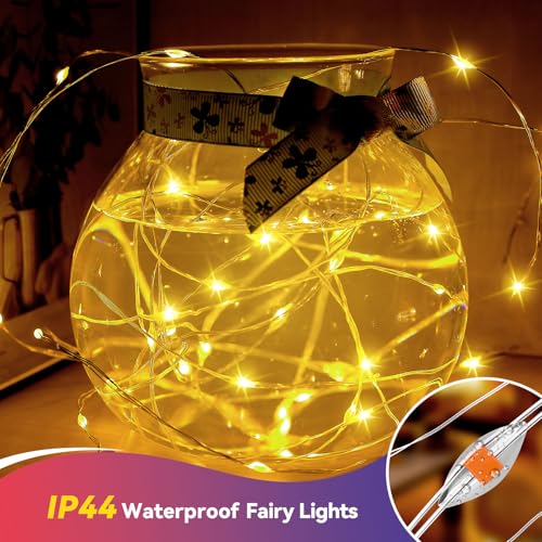 LitHome 8 Pack Warm White Fairy Lights Battery Operated, 20 FT 60 LED Twinkle Lights Battery Operated 2 Modes, Waterproof Led Fairy String Light for Indoor Outdoor Christmas Wedding Bedroom Decor - color: Warm White, size: 8 Pack