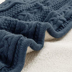 Longhui bedding Acrylic Cable Knit Sherpa Throw Blanket - Thick, Soft, Big, Cozy Grey Blue Knitted Fleece Blankets for Couch, Sofa, Bed - Large 50 x 63 Inches Gray Blue Coverlet All Season - color: Grey Blue, size: 50" x 63", Standard