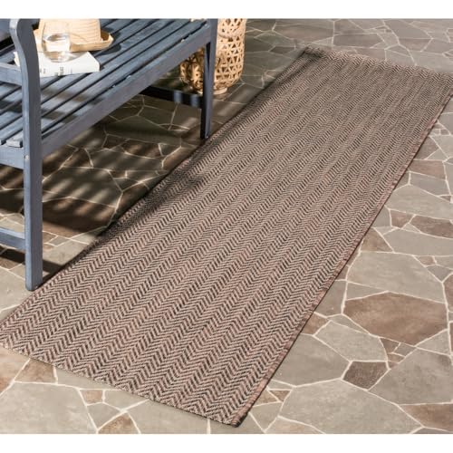 SAFAVIEH Outdoor Runner Rug 2'3"x6'7" - Courtyard Collection - Coastal Design, Brown & Beige, Durable & Easy Cleaning, Ideal for Patio, Entryway, Mudroom (CY8022-36321) - color: Brown/Beige, size: 2'3" x 6'7" (Runner)