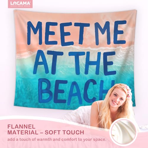 Lacama Coastal Beach Tapestry for Beach Dorm Decor, Cute Tapestry Decorative for Teen Girls Room Bedroom College Dorm Apartment, Meet Me at the Beach Wall Art 50x60 Inches - color: meet me at the beach