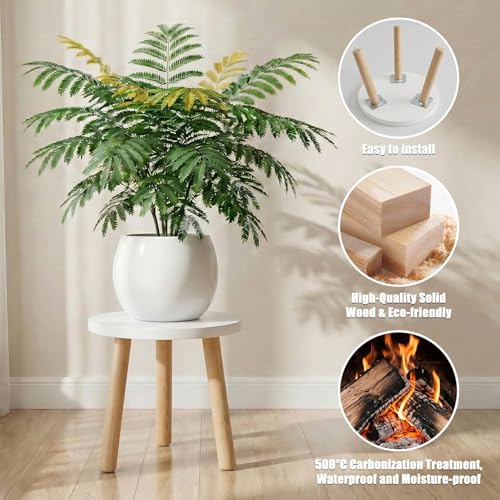 Wood Plant Stands Indoor, White Plant Stand Modern Plant Table for Large Plants, Wooden Plant Stool, Tall Plant Holder Small Round Side for Living Room, Balcony, Office (1 Pack) - color: White