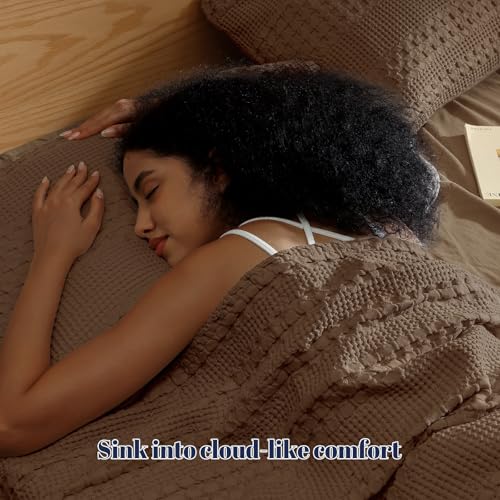 PHF 100% Cotton Waffle Pillow Shams Standard Size, 2 Pack 20" x 26" Soft Skin-Friendly Pillowcases, No Filling, Aesthetic Woven and Breathable Waffle Weave Pillow Case Covers for Bed, Chocolate - color: Chocolate, size: 26" x 20" (Pack of 2)