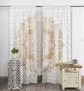 Popular Handicrafts Indian Hippie Bohemian Beautiful Passion Ombre Color Mandala Curtain Panels White Gold - color: Gold, size: 25"W x 74"L (Pack of 2)