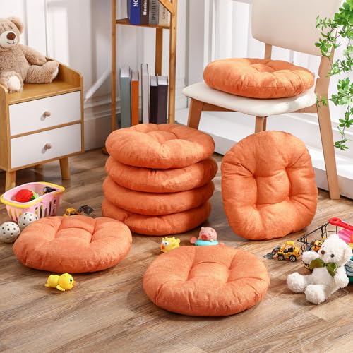 Fumete 8 Pcs 16 Inch Floor Cushions Pillow for Kids Bulk Classroom Round Flexible Seating Floor Cushions for Students Home Daycare School Reading Corner Yoga Meditation Picnic (Orange) - color: Orange