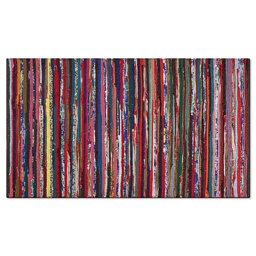 Chindi Rug 3x5, Boho Living Room Woven Braided Multicolor Area Rugs 3x5, Bohemian Colorful Recycled Cotton Rag Rugs for Farmhouse, Bedroom, Dining Room, Classroom, Hallway - size: 3' x 5' (Rectangular)