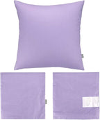 Thmyo 4-Pack 100% Cotton Comfortable Solid Decorative Throw Pillow Case Square Cushion Cover Pillowcase Sublimation Blank Pillow Covers DIY Throw Pillowcase for Sofa(18x18inch/45x45cm,Light Purple)