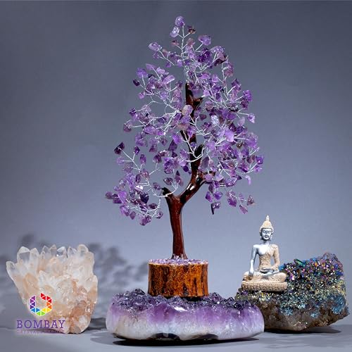 Amethyst Crystal of Life with Silver Wire, Feng Shui Gemstone Bonsai Chakra Tree for Healingof Life Decor, Spiritual Crystal Gifts for Women and Men, Moneyfor Meditation and Reiki - color: Amethyst