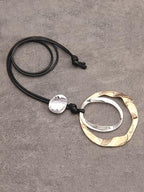 Leather Necklace for Women Long Boho Pendant Hippie Choker Necklace Bohemian Layered Leather Rope Wooden Jewelry Gifts - style: Cord Pendant Necklace