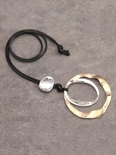 Leather Necklace for Women Long Boho Pendant Hippie Choker Necklace Bohemian Layered Leather Rope Wooden Jewelry Gifts - style: Cord Pendant Necklace