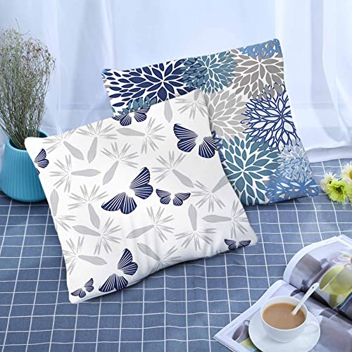 COMMINY Blue Grey Pillow Covers 20x20 Set of 6 Decorative Daisy Flower Throw Pillow Cover for Couch Modern Farmhouse Cushion Cover for Living Room Bed Patio Home Decor - color: Blue Daisy, size: 20" x 20" (Pack of 6)