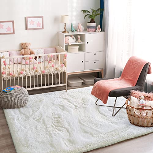 Jelymark Super Soft Shaggy Rug for Bedroom, 6x9 Feet Fluffy Carpet for Living Room, Fuzzy Indoor Plush Area Rug for Home Decor, Furry Floor Rugs for Dorm, Kids Nursery Rug for Girls, Cream White - color: Cream White, size: 6' x 9' (Rectangular)