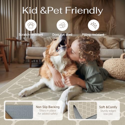 PureCozy Beige 2x3 Rug for Entryway Machine Washable Small Area Rug Non-Slip Stain Resistant Door Mat Low Pile Accent Indoor Throw Carpet for Entrance Kitchen Bedroom Laundry - color: Lantern&beige, size: 2' x 3' (Rectangular)