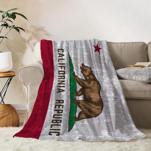 YeeJu Patriotic Throw Blanket 4th of July Memorial Day Fourth of July Throw Blanket for Couch Bed Soft Fuzzy Fleece Blankets Independence Day California Republic Flag Veteran Blanket 50x60 - color: Flag-16, size: 50"x60"