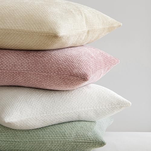 MIULEE Pack of 2 Couch Throw Pillow Covers 18x18 Inch Neutral Cream Modern Boho Accent Decorative Pillow Covers Soft Chenille Farmhouse Cushion Covers for Home Decor Bed Sofa Living Room - color: Cream, size: 18" x 18" (Pack of 2)