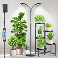 Aumtrly Large Plant Light for Indoor Plants, 2 Head Full Spectrum Grow Light with 68" Adjustable Stand for Growing Large Tall Plants, Black Halo Floor LED Grow Lamp with 16 Hour Timer - size: 2 head 68inch/black