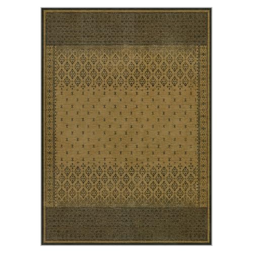 Joydeco Vintage Machine Washable Area Rugs for Living Room, Brown 8x10 Rug for Bedroom Non Slip, Boho Geometric Soft Low-Pile Floor Indoor Throw Carpet for Dining Home Office Farmhouse - color: Brown, size: 8' x 10' (Rectangular)