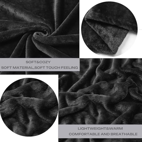 JIAHANNHA Fleece Blanket 50 by 60 Throw Blankets for Sofa Couch Bed Dark Grey Sofa Blanket 280GSM,Super Soft Cozy and Luxury Bed Blanket for All Season Throw(50"×60") - color: Dark Grey, size: Throw(50"×60")