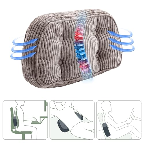 HIGOGOGO Lumbar Support Pillow for Recliner Chair/Accent Chair/Couch/Office Chair, Tufted Corduroy Back Support Cushion for Elderly, Recliner Cushions for Back Rest, Pain Relief, Reading, Grey - color: Grey