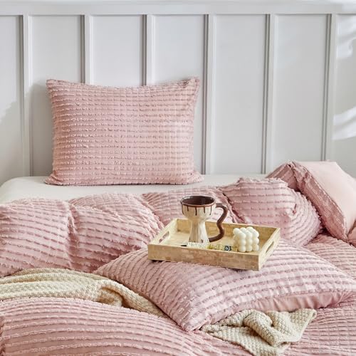 WARMDERN Pink Pillow Covers Queen Standard Pillow Cases Soft Microfiber Pillow Cases Set of 4 Boho Textured Pillowcase with Envelope Closure(Pink, Queen/Standard, 4 Pack) - color: Pink, size: 20" x 26" (Pack of 4)