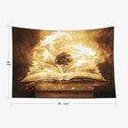 EMMTEEY Vintage Book Tapestry 80X60 Inch - Knowledge Tree Home Wall Decor Dark Academia Witchy Backdrop for Study Room Office