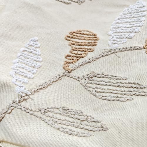 Andreannie Pack of 2 Boho Tufting Throw Pillow Cover Embroidered Textured Cushion Cover with Tassels Soft Home Decororative for Couch Sofa 18x18 inch (Leaves) - color: Leaves