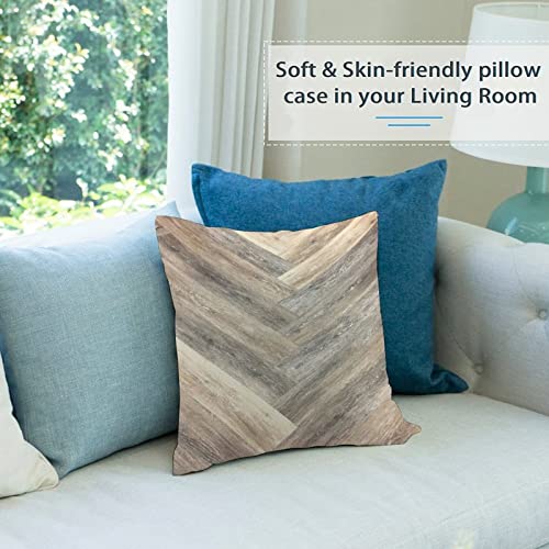 Caramel Brown Grey Beige Farmhouse Barn Wood Throw Pillow Covers Cozy Square Throw Pillowcases Home Decorative for Bed Couch Sofa Living Room Cushion Cover 18"X18"