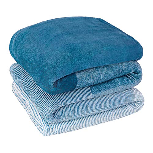 PAVILIA Teal Blue Ombre Fleece Throw Blanket for Couch Sofa Bed, 50x60 - color: Gradient - Sea Blue, size: 50 x 60 Inches - Throw