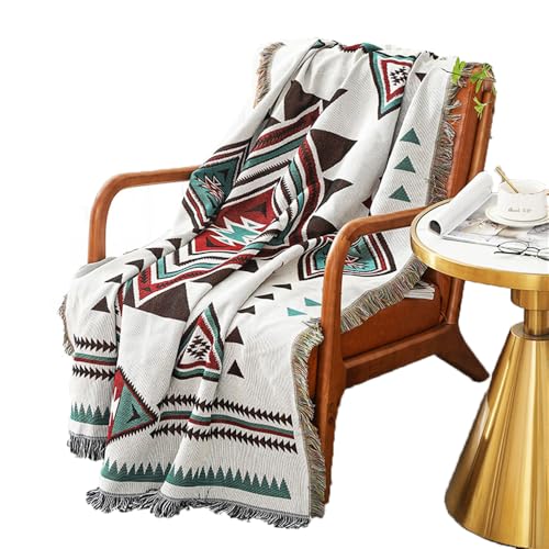 Homesy Southwestern Throw Blankets Navajo Aztec Throws and Blankets Green Multi-Function Boho Throw for Couch Chair Sofa Bed Home Outdoor Beach Car Tent Travel Camping 63"x87" - color: White, size: 63"x87"