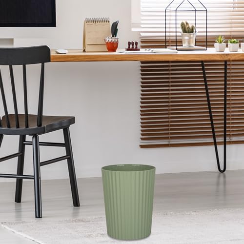 JiatuA Small Trash Can Plastic Wastebasket Round Garbage Container Bin for Bathroom, Kitchen, Bedroom, Home Office, College Dorm, Green - color: Green, size: 1.8 Gallons