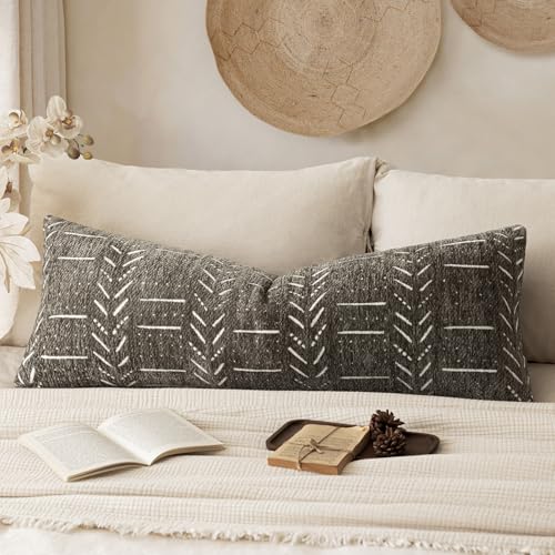 Home Décor Decorative Boho Chenille Throw Pillow Covers Textured Neutral Cushion Covers Soft Farmhouse Body Pillowcase for Couch Sofa Bed Living Room, 14×36 Inch, 1 Piece, Cocoa Brown - color: Cocoa Brown, size: 36" x 14" (Pack of 1)