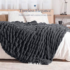 Ultra Soft Cozy Faux Fur Throw Blanket, Fuzzy Plush Thick Bubble Blanket, Oversize Luxury Fluffy Blanket for Couch, Sofa, Bedroom, and Living Room,50x60 Inches,Double Sided Charcoal Gray - color: Double Sided-charcoal Gray, size: Throw