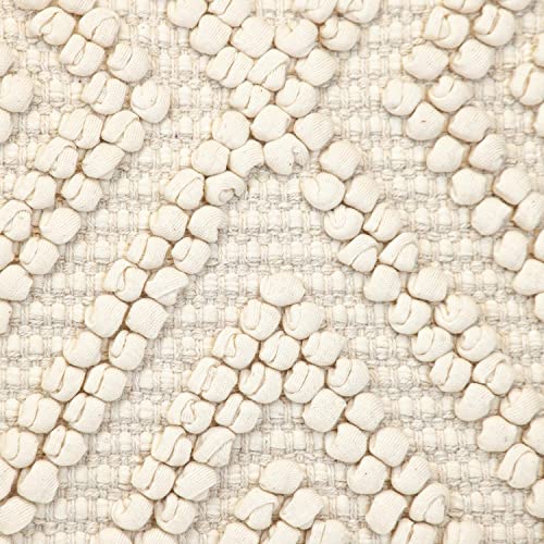 Parkland Collection LIDA 20x20 Off-White Boho Throw Pillow, Hand Woven Textured Cotton Tufted Geometric Accent Cushion with Insert