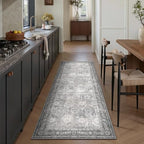 Runner Rug, Washable Non Slip Low Pile Kitchen Runner, Soft Boho Modern Rug for Hallways, Bedroom, 2x6, Distressed Grey - color: Distressed Grey, size: 2' x 6' (Rectangular)
