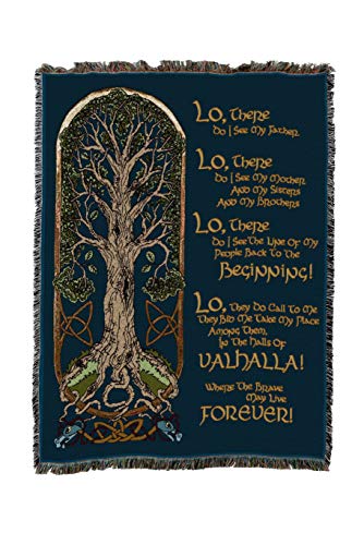 Pure Country Weavers The Viking Prayer Blanket XL - Tree of Life - Norse Gift Tapestry Throw Woven from Cotton - Made in the USA (82x62)