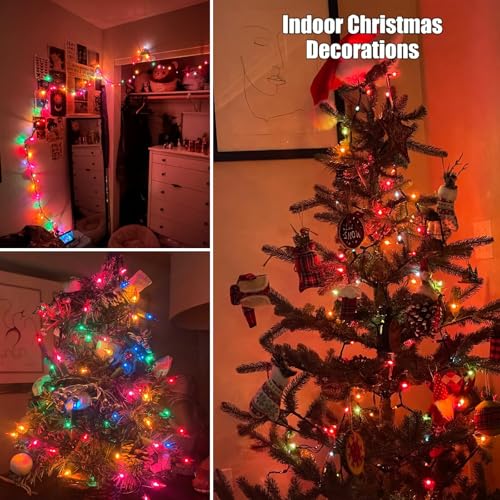 HISHINY Christmas Lights 100 Count Multicolor Christmas Tree String Lights with Green Wire for Outdoor Indoor Christmas Decorations Wedding Decorations Valentines Day Decor,UL Certified (21feet) - color: Multicolor