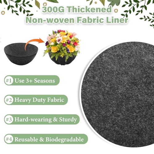 Riare 4 Pack 14 Inch Round Fabric Planter Basket Liner- Hanging Basket Liners Replacement Coco Fiber Liner Alternative for Hanging Basket Flowers (Prevent Birds from Nesting) - size: 14inch