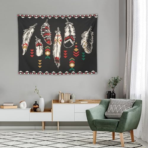 Vintage Feather Tapestry Wall Hanging,Aztec Native American Navajo Ethnic Tribal Design Wall Hanging Tapestry Wall Art Home Décor for Bedroom Living Room Dorm Wall Décor 40" x 30" - color: Aztec Style_1, size: 40"L x 30"W
