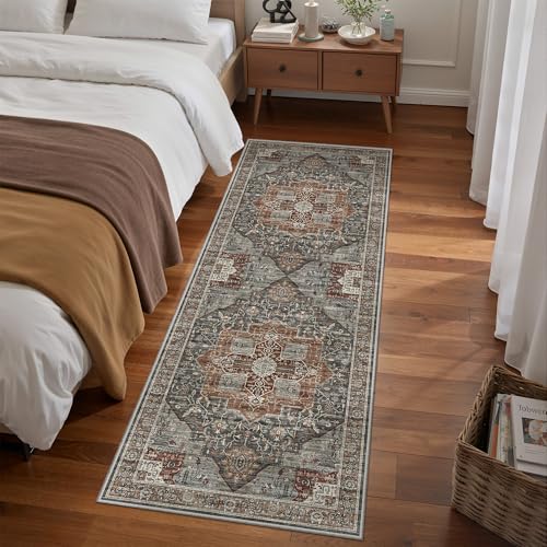 Washable Runner Rug 2x6 Runners for Hallways, Ultra-Thin Carpet Runners for Entryway Anti Slip Backing Runner Rugs for Kitchen Laundry Room Indoor Hallway (Grey/Brown/Tan) - color: Grey/Brown/Tan, size: 2'x6'(Runner)